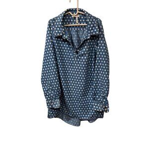 Blue Polka Dot Button-Up Shirt Tunic Girls Size 14 By 435 Matilda Jane